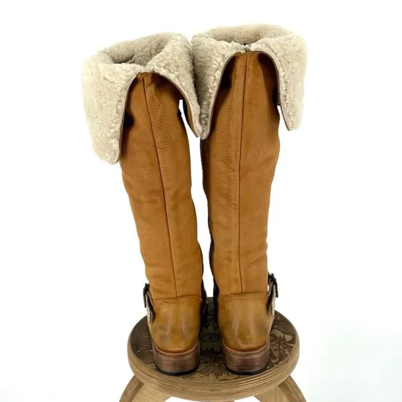 Freebird by Steven Denmark Leather Riding Style Boots Genuine Sheep Fur - Picture 5 of 17